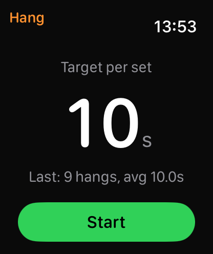 Watch start screen